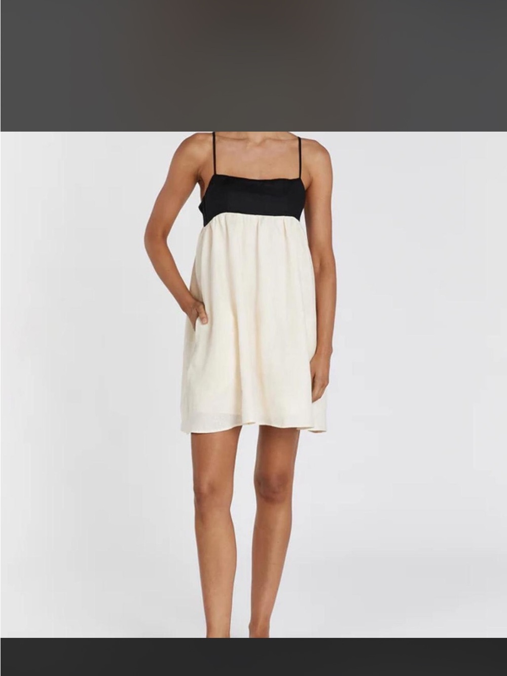 Black & Cream Spaghetti Strap Mini Dress